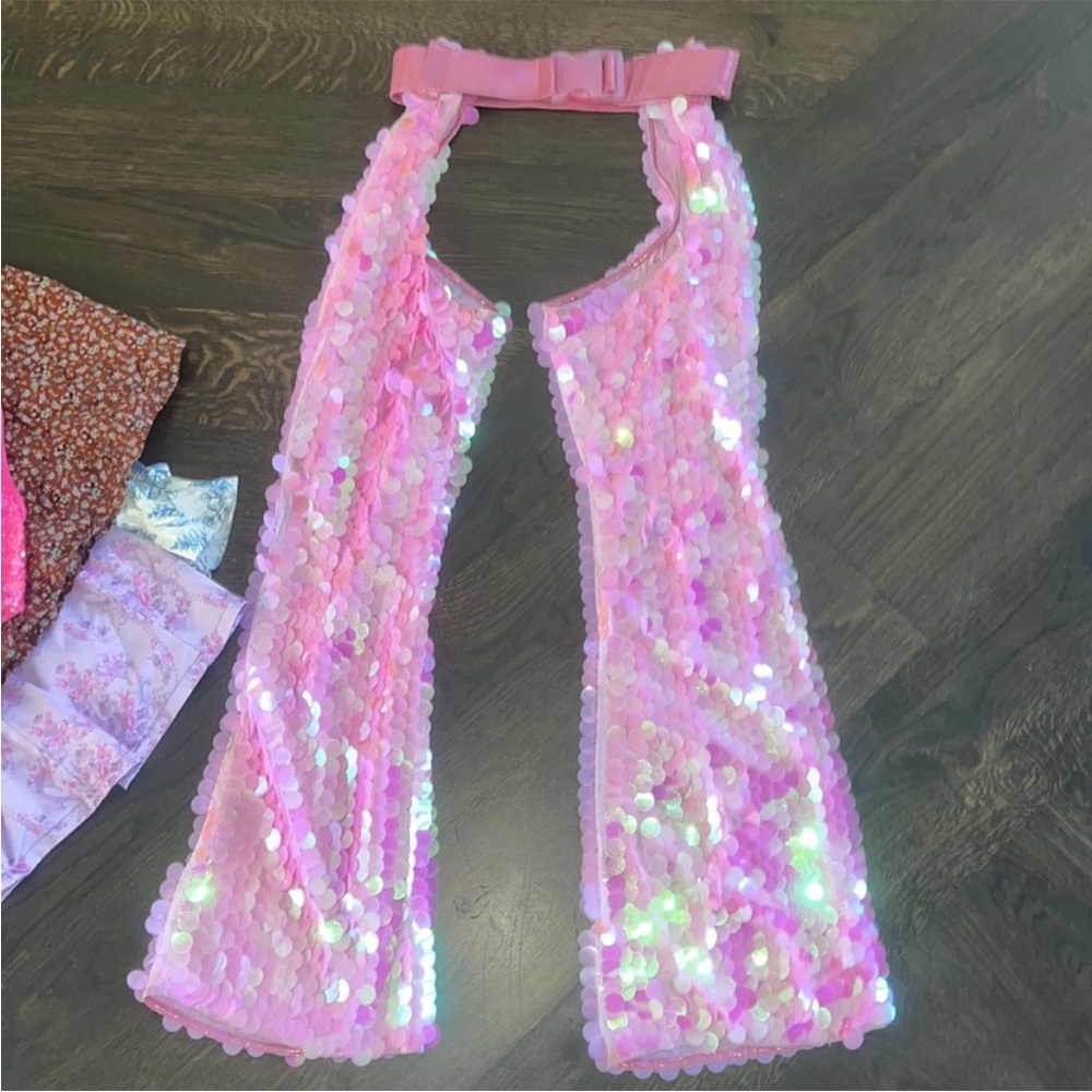 Club Exx Pink Sequin Assless Chaps